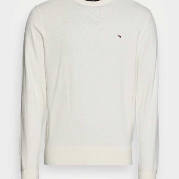 Tommy Hilfiger L soft knit tailored crew neck cream/off white sweater - Picture 3 of 5